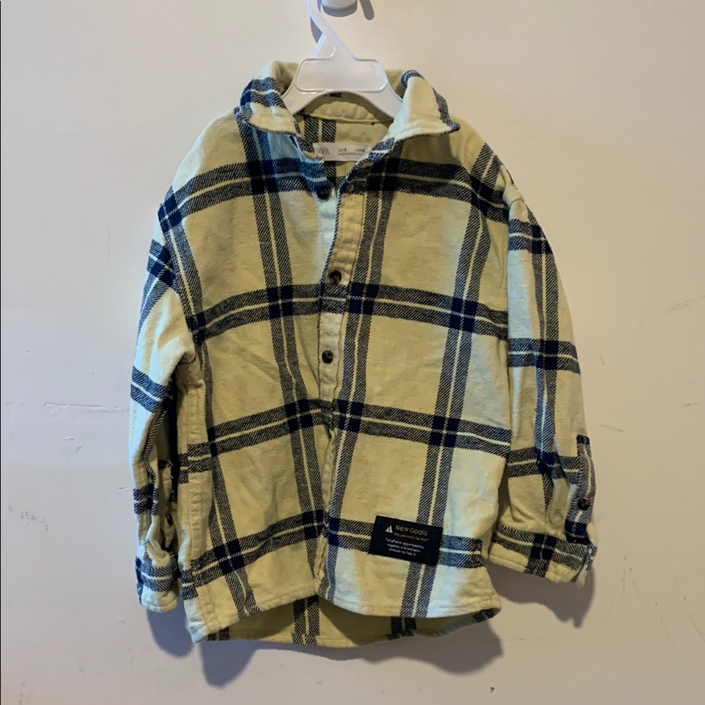 Zara Checkered Shirt in Yellow and Dark Blue